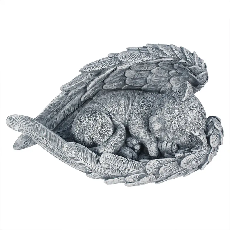 Jinhuoba Garden Ornament with Resin Cat Statue and Angel Wings pet  memorials