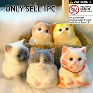 Cute Squishy Toy 3.54x2.36inch Fat Cat Design, High-Quality Handmade Makeup Decoration, Random Packaging & Small Decorations Included