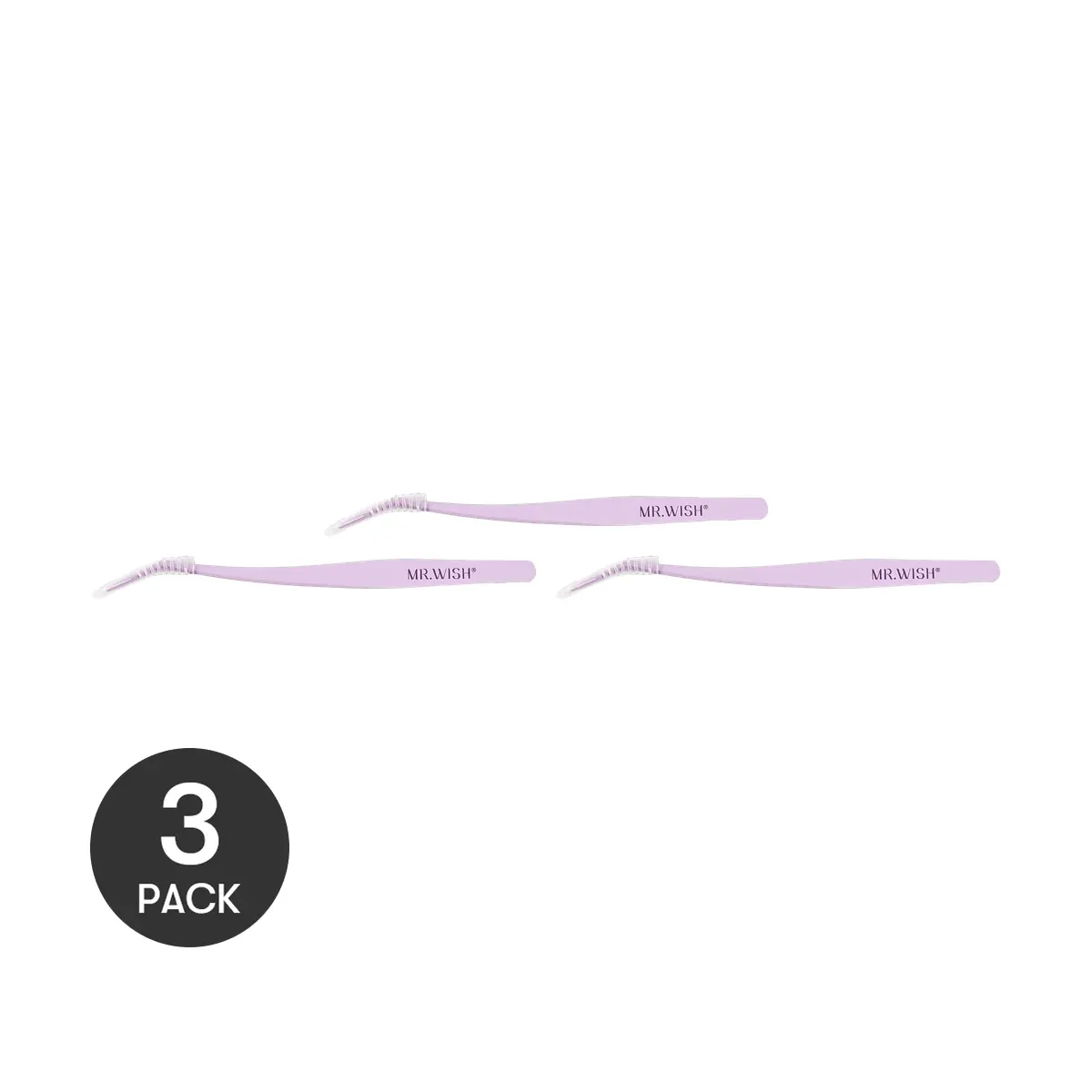 3 Pack MR.WISH False Eyelash Tweezers - Precision Application Tool for Individual Lashes