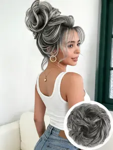 6-Inch Wavy Bun Extension Hair, Natural Soft Fiber Synthetic Hair, Casual Elastic Style, Fashion Color Accessory Hair for Women Wear Daily Parties Cosplay And Carnival Festival