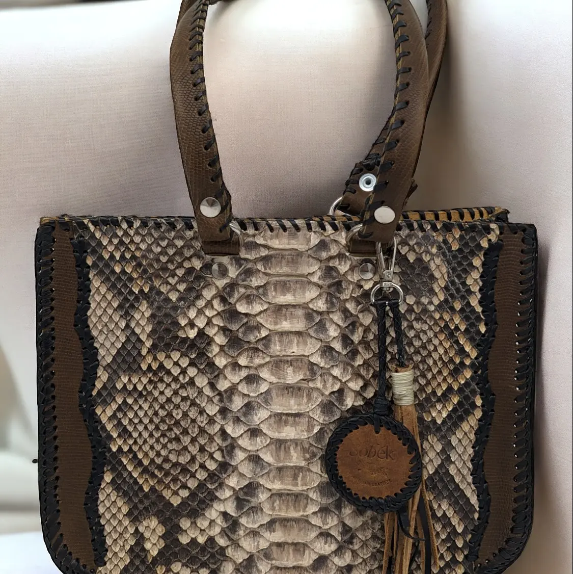 Sandy Western Tote Handmade Whipstitch Leather and Fringe Charm