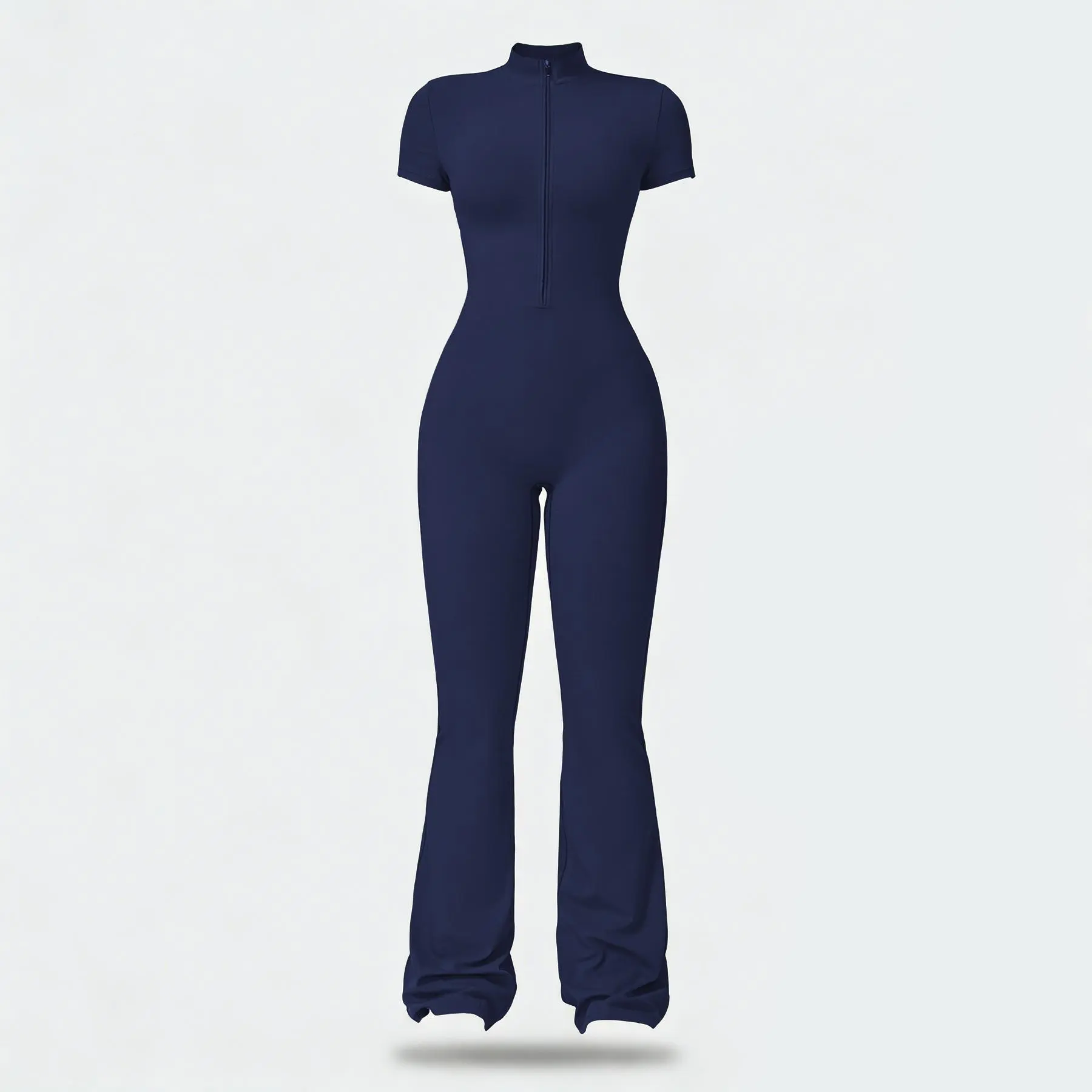 Women's Summervibes Zip Up, Skin-feel Short-sleeve Bodysuit, Breathable and Skin-friendly with a Slim-fit Cut and Hip-lifting Design, Ideal for Yoga, Pilates and Fitness Sporty Comfy Jumpsuit Sports Jumpsuits Outdoor Fun