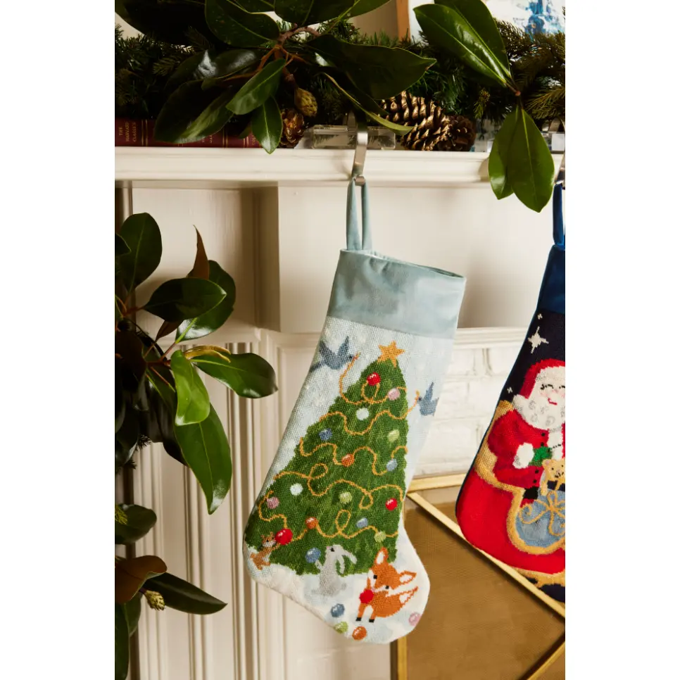 PREORDER FOR 2026: Woodland Creatures Full Size Needlepoint Christmas Stocking