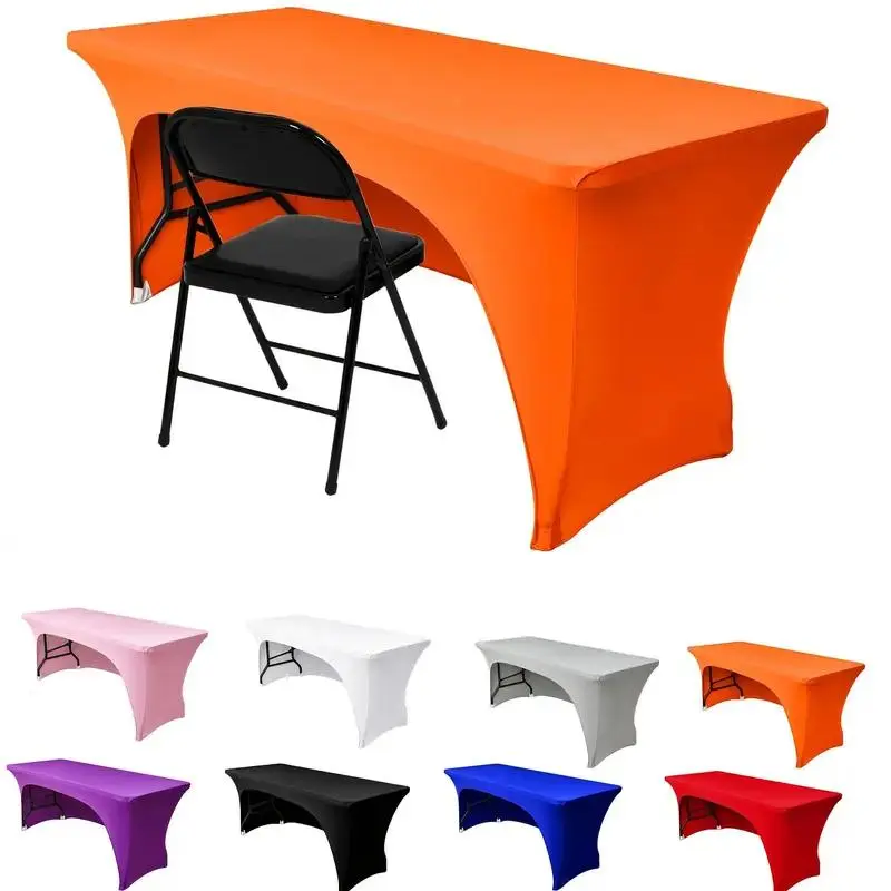 Rectangular Full-Wrap Table Cover, Rectangle Table Cover, Polyester Elastic Washable Wrinkle-Resistant Fitted Protector, Decoration, Party Decoration Supplies, Indoor Outdoor Use, Banquets Parties Events