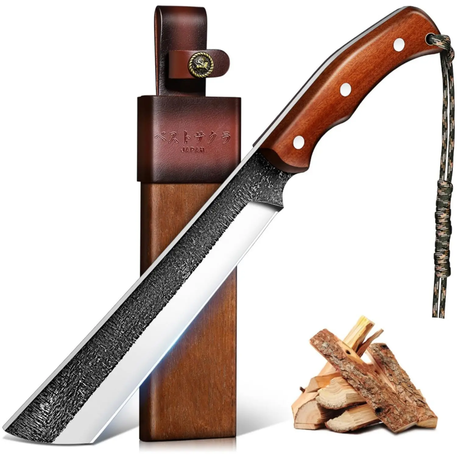 Purple Dragon Full Tang Garden Tool with Wooden Sheath - Trail & Yard Ready, Wooden Handle Feels Natural in Hand, Ideal Gift for Outdoor Enthusiasts
