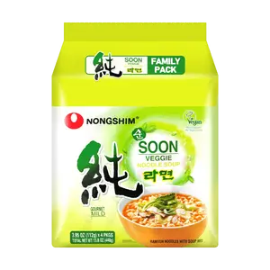 Nongshim Vegan Instant Ramen Noodles - 4 Pack, Korean Style Vegetable Flavor, 448g