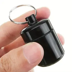 Mini Aluminum Pill Case Keychain, Portable Durable Screw-Top Seal Container, Essential Travel & Outdoor EDC Storage Tin, Moisture-Proof Safe Capsule Holder, Keychain Bag Belt Loop Accessory