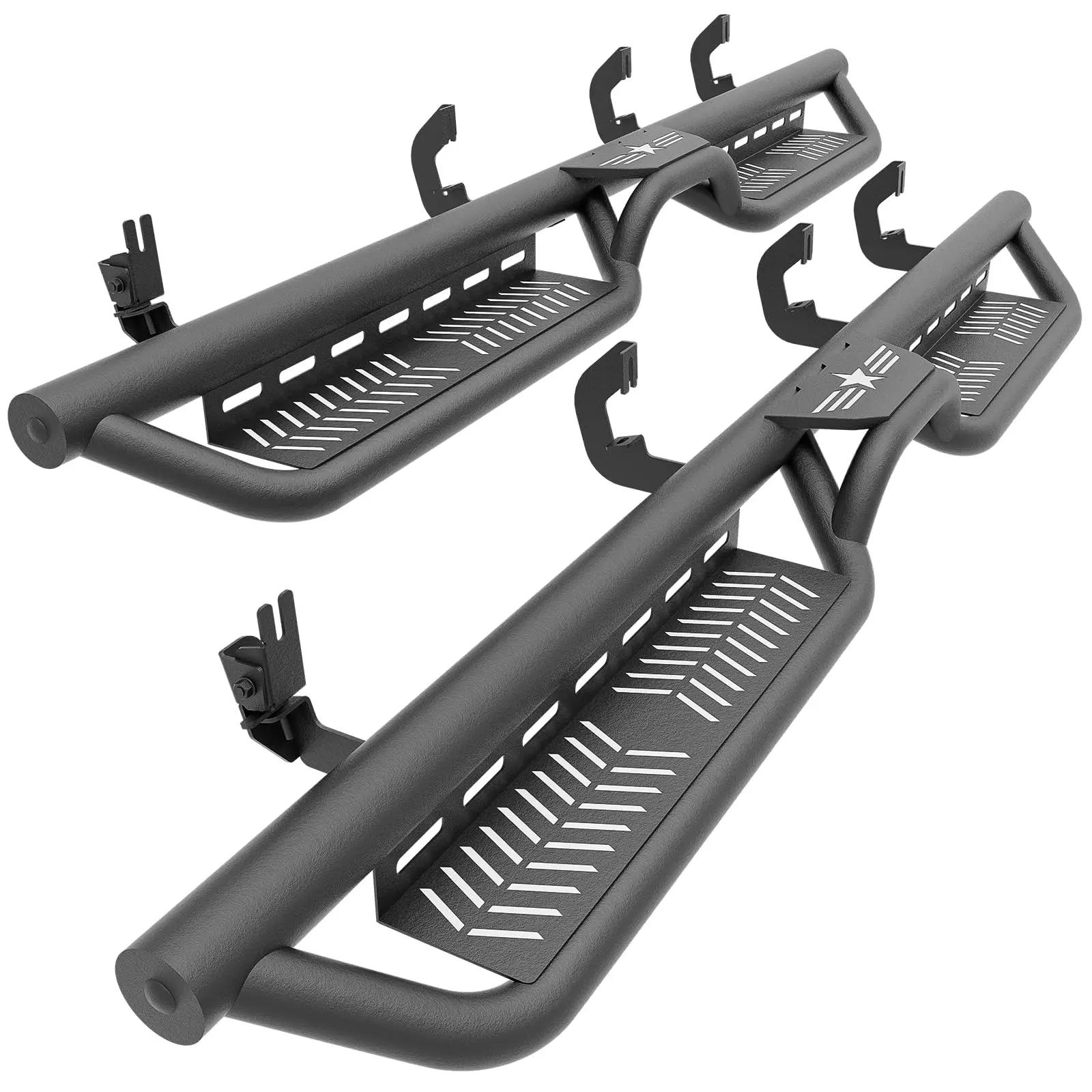 【EYOUHZ】Crew Cab Running Boards Side Steps - 2-Stairs Star Logo Nerf Bar Compatible for 2007-2018 Chevy Silverado & GMC Sierra 1500, 2007-2019 Chevrolet Silverado & GMC Sierra 2500 3500 HD, Truck Accessories, Vehicle Accessories Car Accessories Women