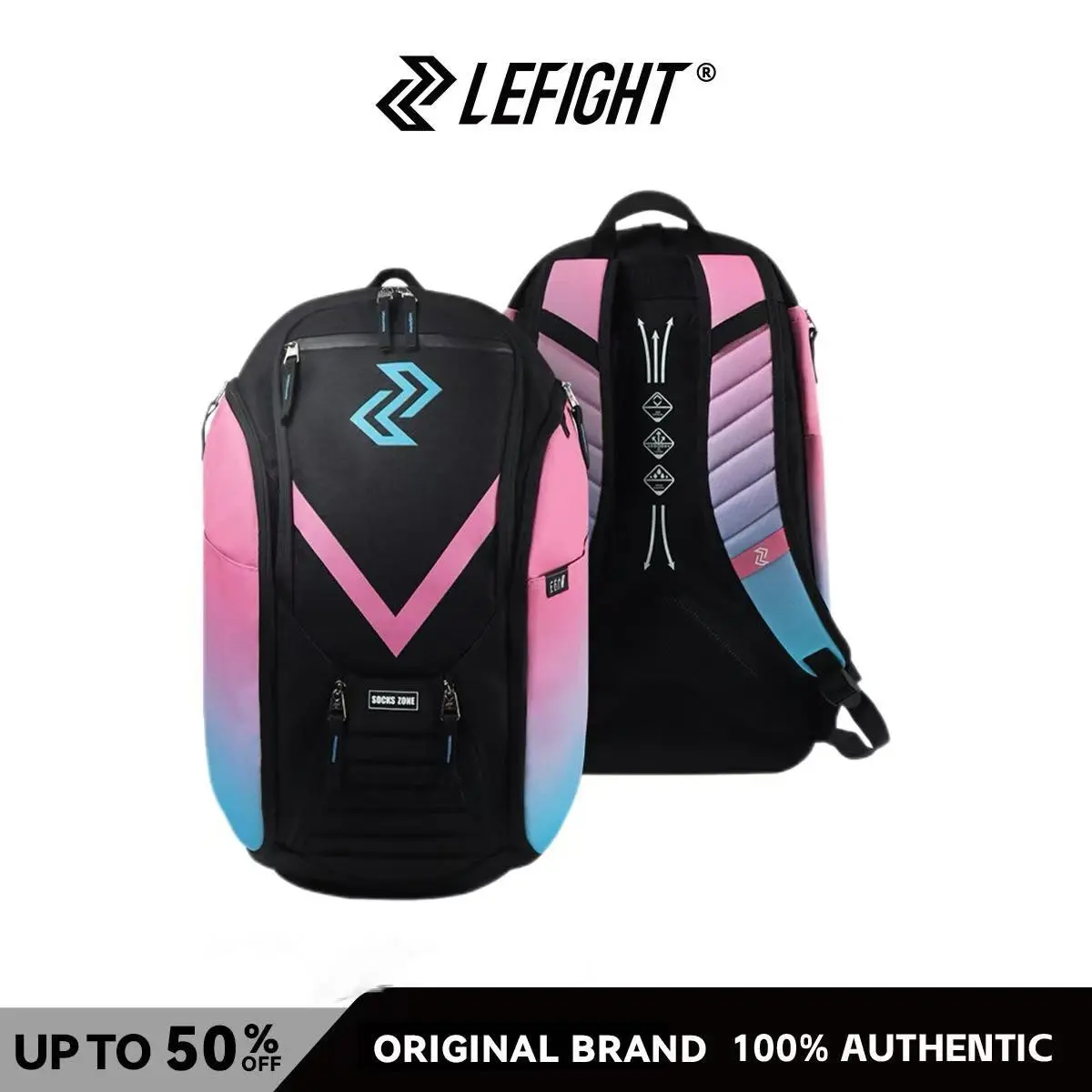 LEFIGHT Hoops Elite Pro Basketball Sports Pack - Durable, Multi-Functional Waterproof Backpack for Men with Large Capacity, Custom Fit Straps, Slim Athlete Look, Multicompartment for Laptop & Business Travel