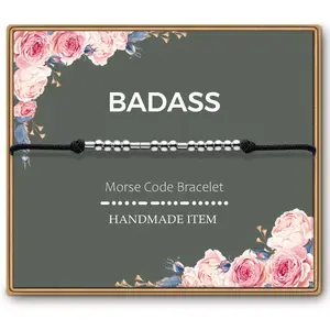 Morse Code Bracelet for Women Personalized Message, Adjustable Friendship Gift with Secret Meaning, Birthday Present for Best Friend