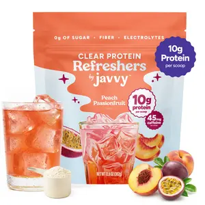 Peach Passionfruit Refresher – Premium Clear Whey Protein with Electrolytes & Fiber – 100% Natural Flavors – Zero Artificial Colors & Sweeteners – 45mg of Caffeine, 0g of Sugar, 20 Servings