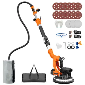 Drywall Sander, 1000W Popcorn Ceiling Removal Tool, Automatic Drywall Sander with Vacuum Dust Collection, LED Light, 6 Variable Speed 800-2200RPM, Foldable & Extendable Handle,15Pcs Sanding Discs