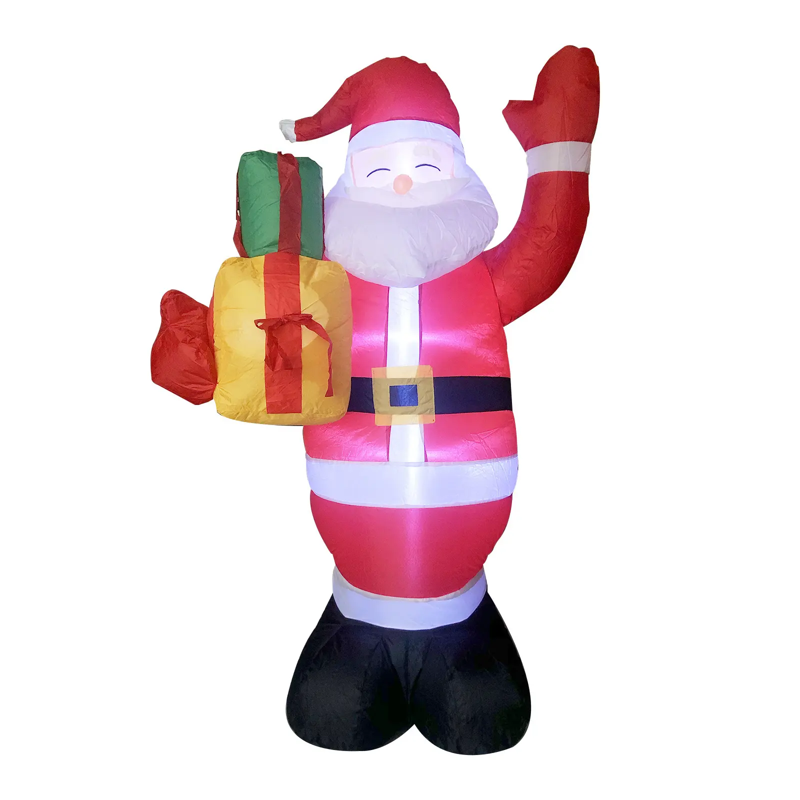 1.5M/5ft Luminous Inflatable Christmas Santa Claus with LED Lights, Gift Box-Holding Model Prop for Outdoor Party Decoration