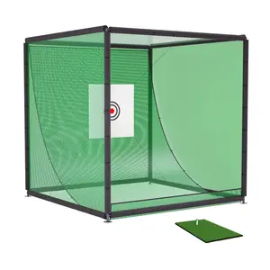 Golf Practice Net Cage 10 x 10 x 10 FT Metal Frame Hitting Net Kit for Backyard Golf Batting Cage Netting Training Simulators for Home Use golf things Collect Balls Full Swing Shots