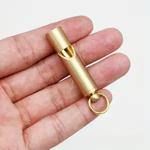 Brass Whistle Keychain Pure Copper Survival Gear Mouth Outdoor Camping Training Whistle Keychain Pendant Brushed Water Washed Whistle