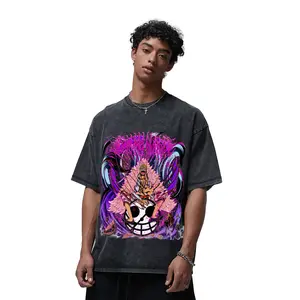 doffy Washed Tee – One Piecee Anime Doflamingo Manga Graphic Front Printed T-Shirt, Menswear Heavy Cotton Unisex Oversize Streetwear Vintage Anime Tee