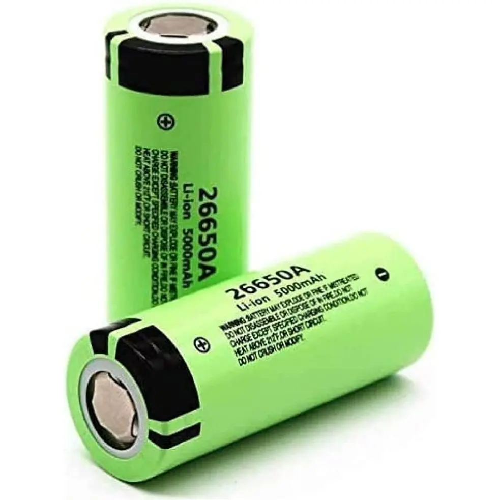 26650 Rechargeable , 2 count 3.7V 5000mAh 26650 Lithium 26650 Flat Top  for flashlights, Power Tools and Other Equipment