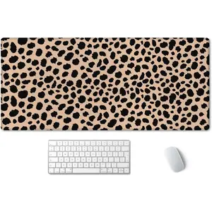 Leopard Print Cute Desk Mat,Desk Mat for Desk Decor,Cute Mouse Pad, Extra Large Desk Mat, XXL Desk Pad, Leopard Desk Mat, Extended Gaming Mouse Pad 24x14 in, Large Non-Slip Rubber Mousepad