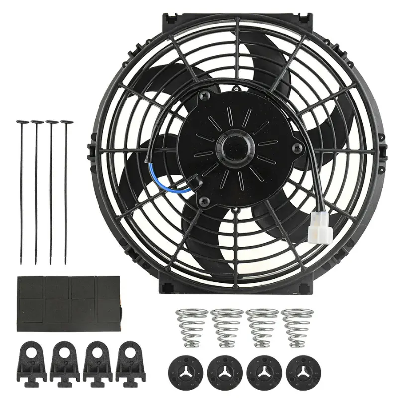 10 Inch Universal Slim Electric Radiator Cooling Fan 12V Push Pull Reversible Engine Cooling Fan with Universal Mount Hardware Kit, Durable Automotive Cooling Replacement, Car Exterior Auto Part Accessory for Cars Trucks SUVs
