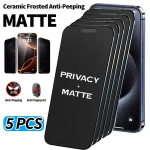5 pcs Matte Privacy Ceramic Protective Screen Protector Accessories For iPhone 17 Pro Max 17e 16e 16 Pro 15 14 Plus 13 12 11 Pro Max Plus Anti-spy Protection Film for iPhone X XS XS MAX XR Soft Film (Not Tempered Glass)