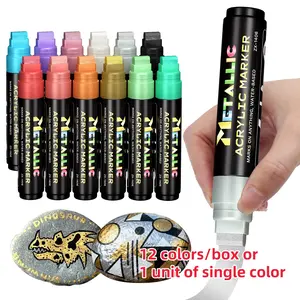 Giant Graffiti Poster Pen Set, Single or 12-Color Set, Includes 12 Metallic Colors, Wide 15mm Tip, Acrylic Paint, Art Creation