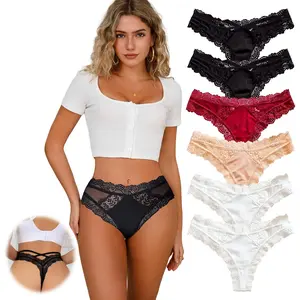 Bikinis for Women Sexy Cheeky Panties Black Comfortable White Lace Tanga Undies Invisible Ladies Micro Panty