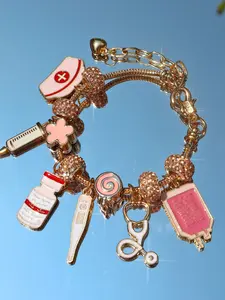Nurse Hat DIY Charm Bracelet, Medicine Bottle Pendant Charm Bracelet, Nurse Stethoscope DIY Bracelet, Cosplay Bracelet, Adjustable Charm Bracelet