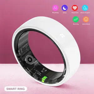 White Ceramic Smart Fitness Ring-Bluetooth Health Tracker with Step Heart Rate & Sleep Tracking Lightweight Design for Men & Women Wearable outdoorfun