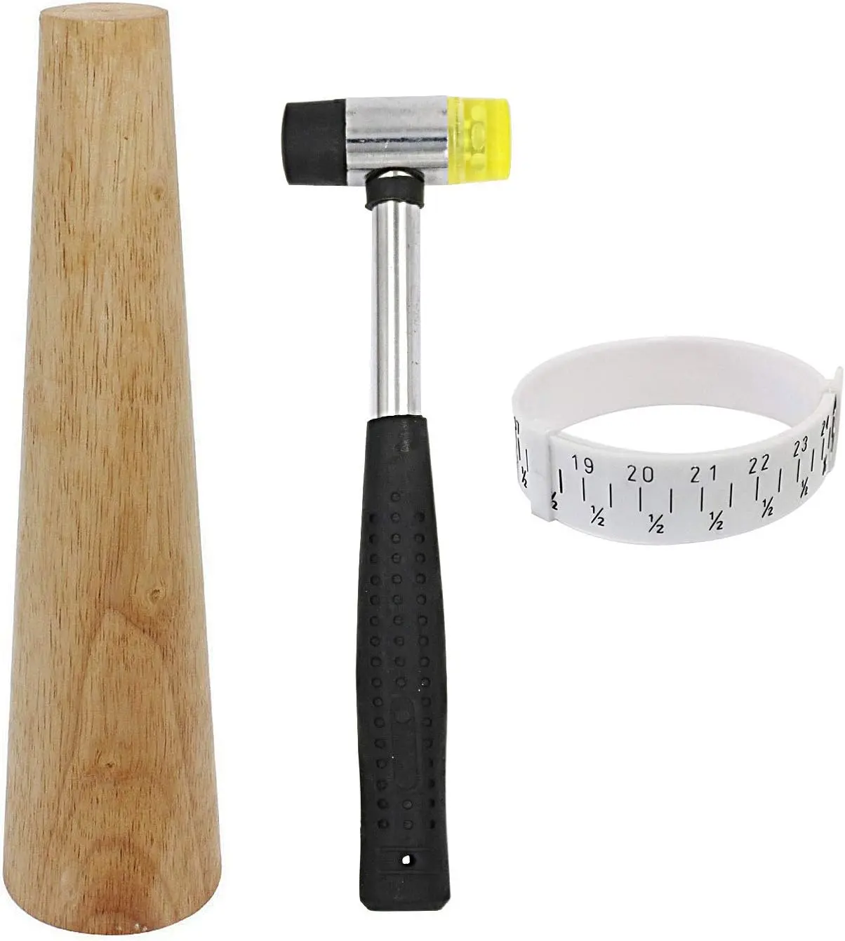 Bracelet Mandrel Round Plastic Wrist Sizer with Jewelers Hammer Rubber Mallet Bangle Shaper Tool  Making Tools Repair Kit