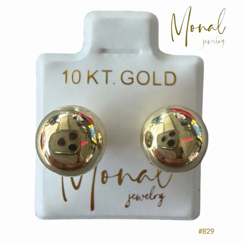 10K Gold Ball Style 9 mm Stud Earrings ECO | Broqueles Bola de 9 mm en Oro de 10K ECO