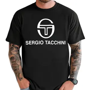 Sergio Tacchini Bari T Shirt – Maritime Blue/White, Classic Sportswear Tee, Premium Cotton Casual Top C01, Unisex Casual Graphic T-Shirts