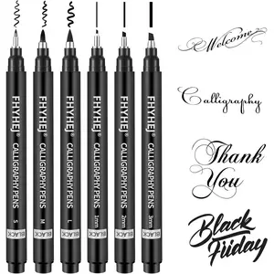 6-Size Calligraphy Pen Set for Writing, Drawing & Hand Lettering, Black Ink Brush Markers for Art, Calligraphy, and Sketching