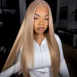 Toned Ash Blonde Straight Human Hair Wig 13X4 Lace Front Transparent Lace Wigs  Milk Tea Dark Ash Blonde Highlights Straight Lace Frontal Wig Human Hair Pre Plucked 180% Density SpringStatements