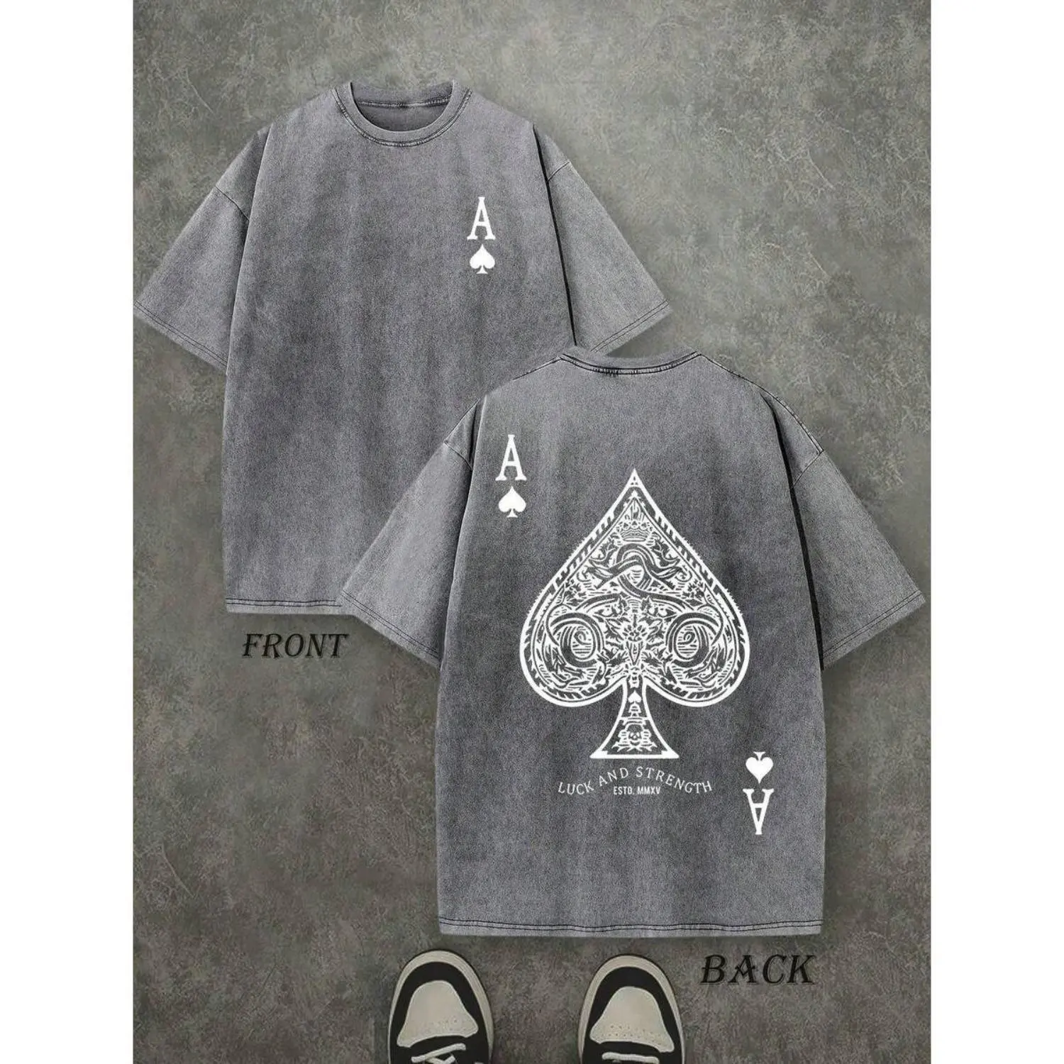 Graphic Tee Vintage T Shirts, Men Regular & Oversized Ace of Spades Humor Graphic Tee, Soft  Round Neck Breathable Street Style All Seasons Summer Casual T Shirts For Men