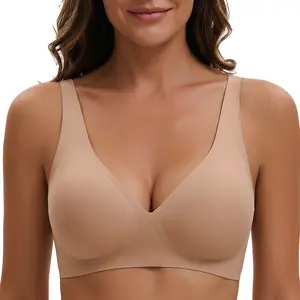 Women's Jelly Bra Wireless Full Coverage No Underwire Everyday Bras Comfortable Seamless Padded T-Shirt Bra Plus Size