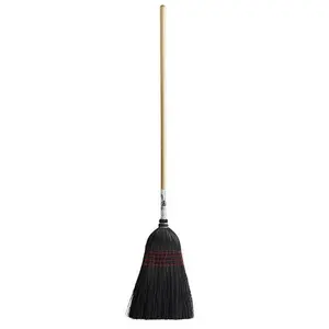 AUTHENTIC AMISH BLACK HOUSE BROOM - Heavy Duty Corn Straw & Solid Hardwood