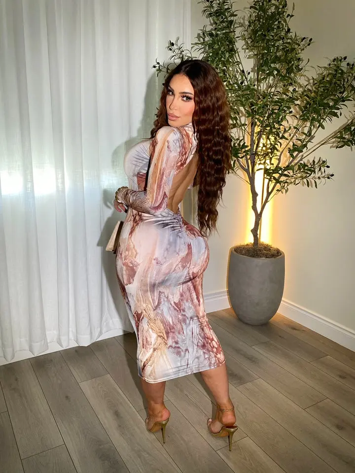 Marble Long Sleeve Dress