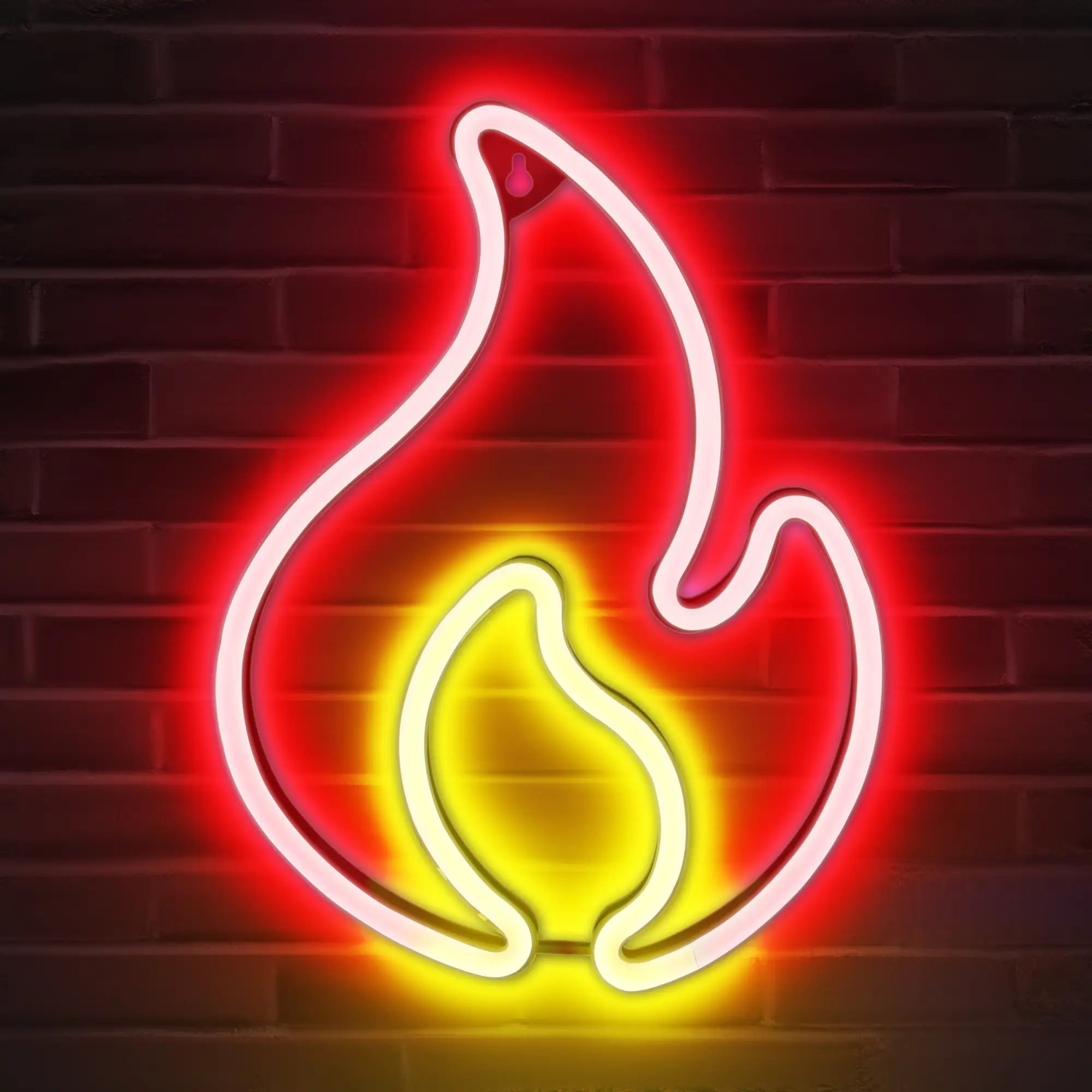 Flame Neon Sign, Flame Neon Light with On/Off Switch, Flame Led Light Sign for Wall Decor, Hanging Flame Shaped Light, Fire Neon Lights for Bedroom, G