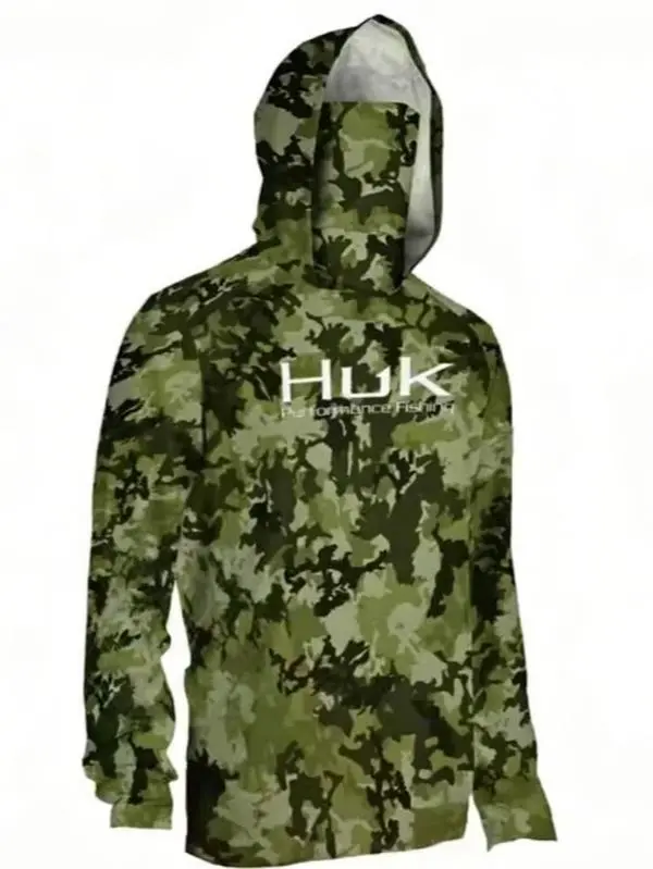 Men's Sun Protection Hoodie with Face Cover - Long Sleeve, Athletic Fit, Breathable Compression, Quick-Dry Top for Fishing, Outdoor Sports & High Performance UV Activewear, High Performance Activewear