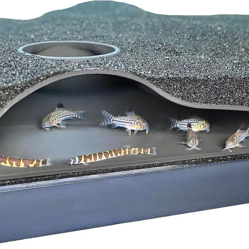 Aquarium Underground Tunnel Cave, Natural Curve Sand Burrow Tunnel, Fish Tank Decor Hiding Spot, Suitable for Corydoras Catfish, Kuhli Loach, American Cichlid