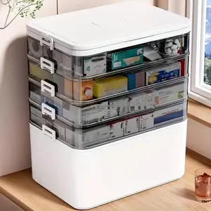 Large Household Medicine Box, Multi-layer Medicine Classification High Capacity Storage Organizer Box, Medicine Storage Box for Home Living Room Bedroom