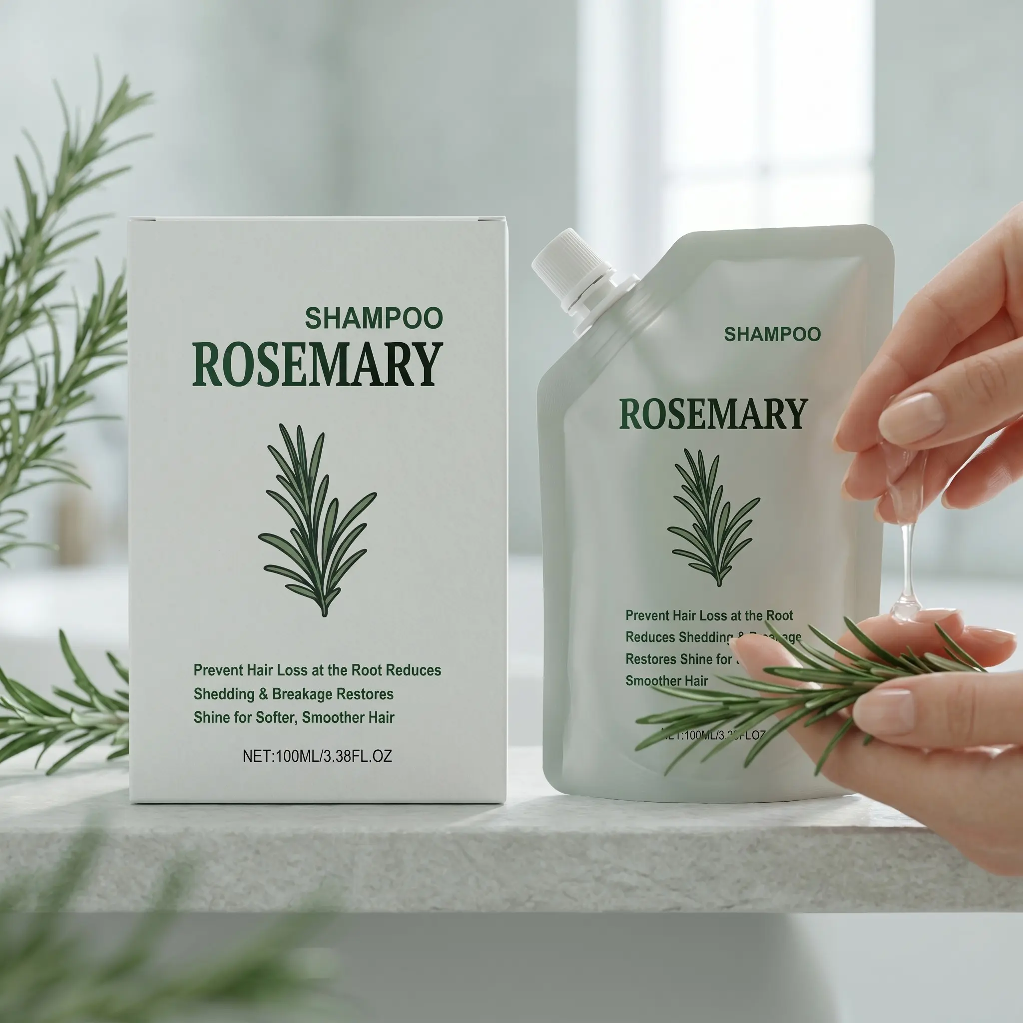 Rosemary Shampoo Gentle Scalp Cleansing, Volumizing and Nourishing Hair Care, Smooth and Soft Hair Treatment, Natural Ingredients, Plant Extracts Shampoo, Natural Herbal Shampoo, Natural Extract Shampoo, Hair Products