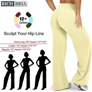 RICH BRIA Womens Wide Leg Yoga Pants, High Waisted Loose-Fitting Casual Pants, SoftMotion Comfortable Straight Leg Pants, High Stretchy Gym Fitness Flared Leggings Booty Enhance Workout Outfit