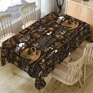 Coffee Pattern Tablecloth, Rectangular Tablecloth, Decorative Tablecloth for Home Kitchen Dining Room, Table Decoration Supplies for Wedding Party