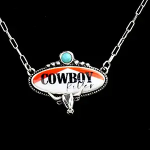 Western Red Steer Head Cowboy Necklace
