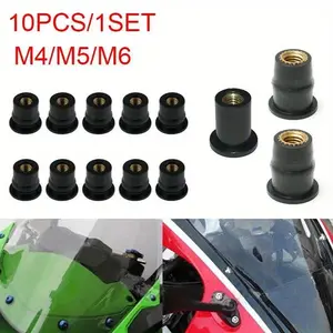10pcs M4 / M5 / M6 motorcycle rubber well nutsaccessories fasteners Motorcycle decoration Modified windshield brass rubber nut