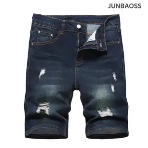 JUNBAOSS Men's Slim Fit Stretch Denim Shorts Ripped Skinny Jean Shorts for Men,Fashion Straight Comfort Flex Waist Short Jean
