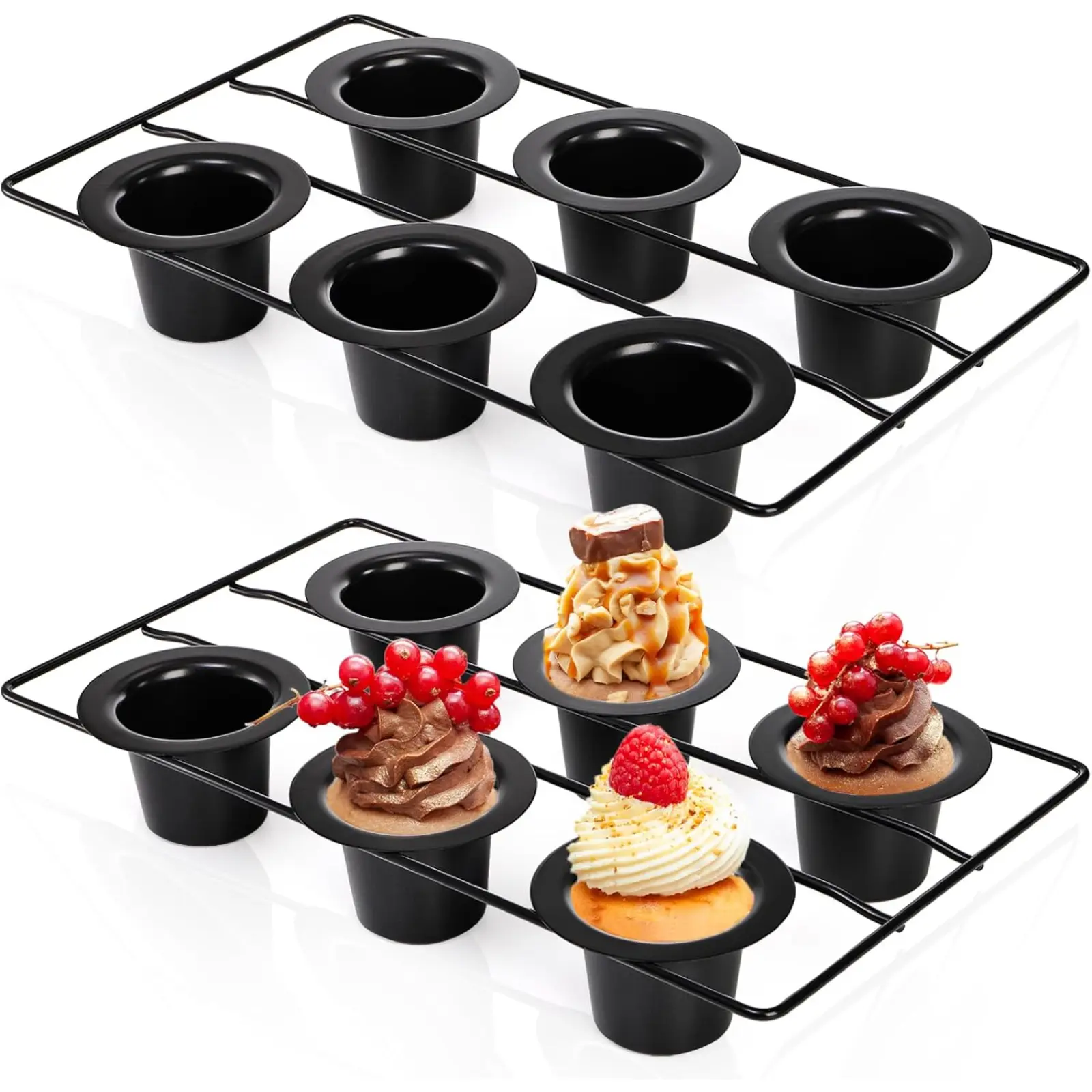 2-Pack Round Carbon Steel Baking Tins & Pans Set - 12-Cup Nonstick Easy-Release Popover Molds, Heat-Resistant Oven-Safe Bakeware for Muffins, Quiches, Halloween & Christmas Designs Festive Baking