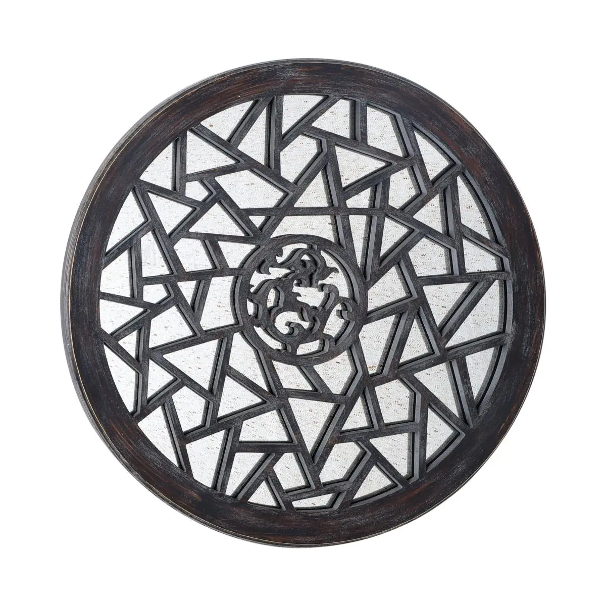 Utopia Alley 24 in Round Wall-Mount Bathroom Mirror - Lightweight, Durable, Modern Rustic Bronze Wood Circle Mirror, Distortion-Free, for Dressing Table, Home Decor