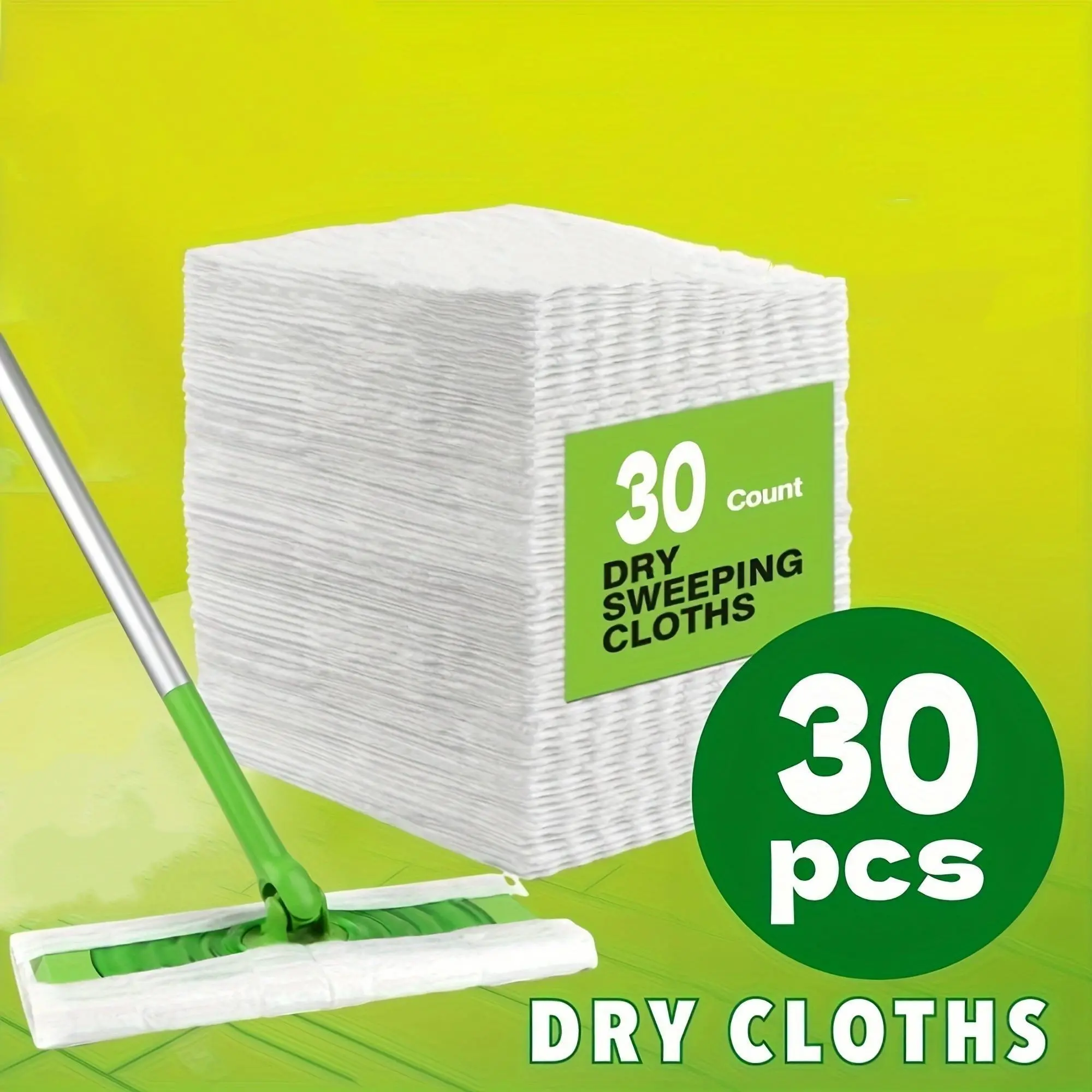 Disposable Dry Sweeping Cloth Pads, 30pcs/pack Disposable Duster Refills Mop Pads, Thickened Dust Removal Paper, Compatible with Swiffer Sweeper, Flat Mop Pads